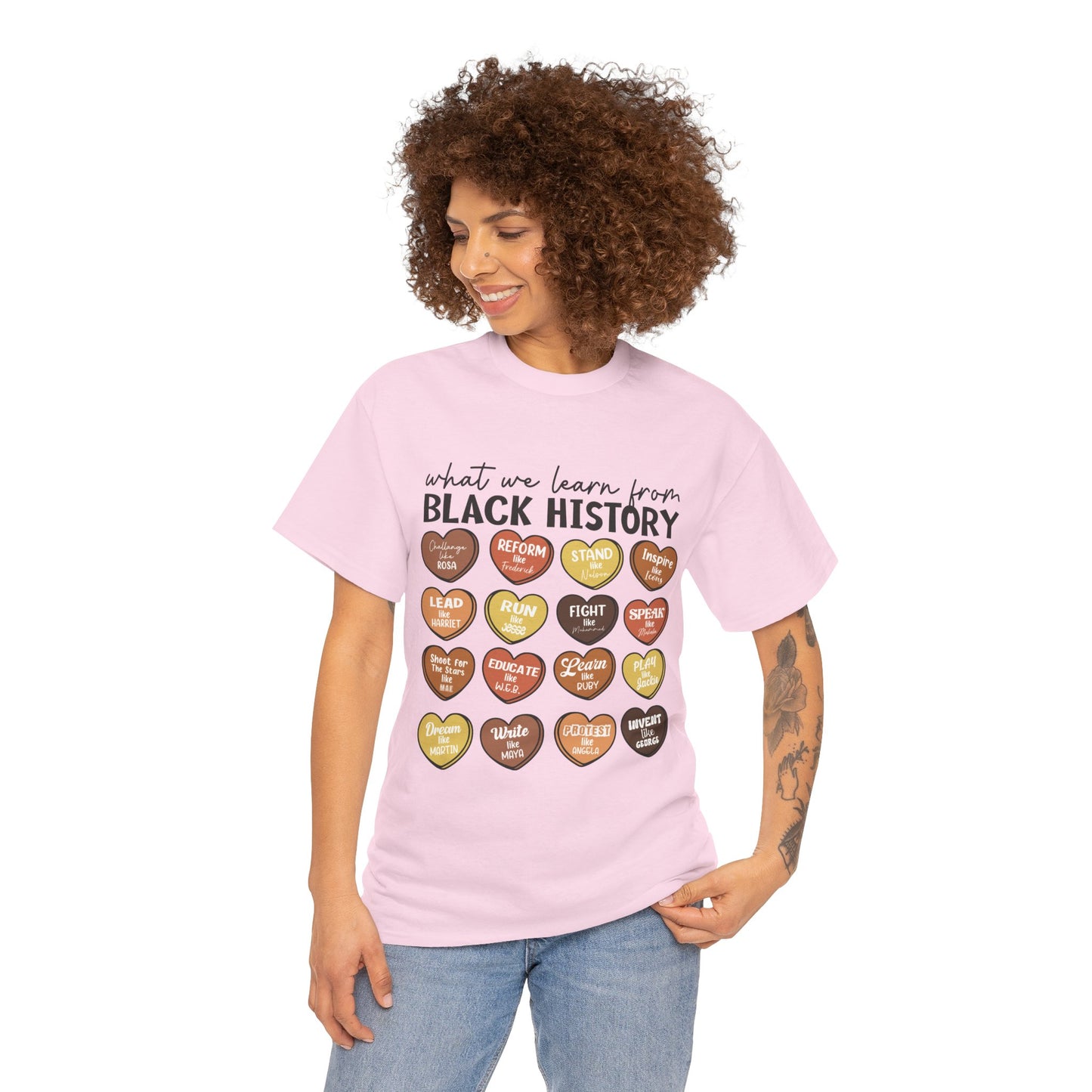 Black History Hearts T-Shirt — What We Learn From Black History Inspirational Tee