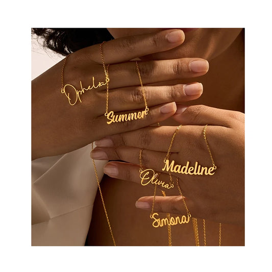 Gold Plated Fashion Fine Jewelry Stainless Steel Chain Pendant Choker Custom Personalized Name Necklaces for Women